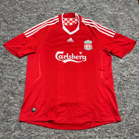Adidas Liverpool FC 2008-2010 Home Jersey Red Carlsberg Soccer Shirt Mens M